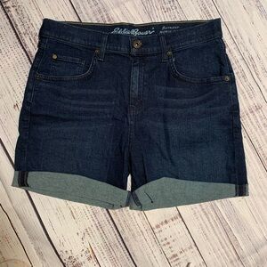 Eddie Bauer Boyfriend Midrise shorts. Cuffed. Dark wash. Size 8.